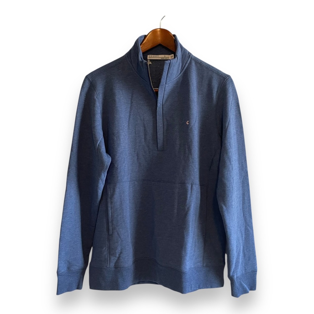 Criquet Fleece Weekender Quarter Zip Pullover Sweatshirt Blue Heather Size S NWT